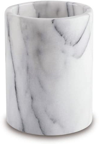 TheWolfard Handgefertigter, luxuriöser weißer Marmor-Champagner-Weinkühler-Eimer und Utensilienhalter, ideal für Küchenzubehör und Einweihungsgeschenke, 17,8 x 12,7 cm