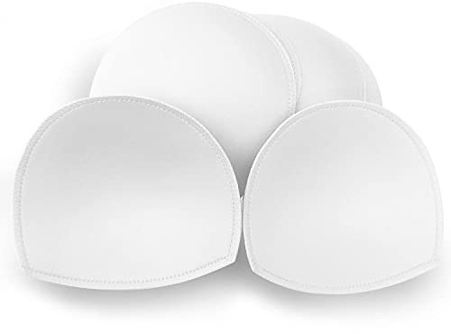WMugthome 3 Pairs Sew Bra Pad Insert with A/B/C/D/E CUP Size for Women Sports Bra Yoga Bra Bikini Top (D CUP, White-semicircle)