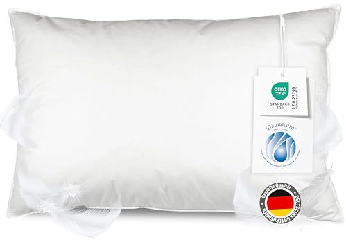 ZOLLNER Almohadón de Plumas, 60x90 cm, firmeza Media, Funda algodón