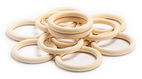 TOOINKCV 12 Pz Anelli di legno per creare, Anelli di legno naturale, Anelli di legno non trattati per macramè, Cerchi di legno lisci, per fai-da-te gioielli, braccialettini, ciondoli-80mm