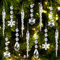 Kiiwah 21 Pezzi Fiocchi di Neve in Cristallo Ornamenti Decorazioni per Alberi di Natale, Acrilico Fiocco di Neve Ghiacciolo Con Fili da Appendere Pendenti Ornamenti per Festa Decorazione Invernale