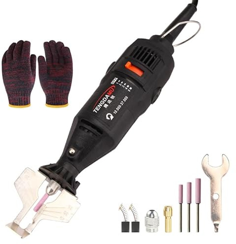 Affûteuse électrique pour chaîne de tronçonneuse, avec 3 têtes de meulage, alimentation secteur, 5 vitesses – pour un affûtage précis des chaînes, ponçage du bois, du jade et du rotin