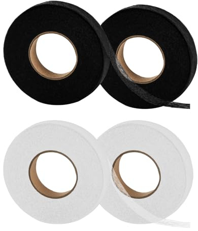 4 rollos de cinta de dobladillo para planchar, lavable, 64 metros/rollo x 20 mm, cinta de planchar para cortinas, cinta de costura para planchar, autoadhesiva, cinta adhesiva de tela para planchar