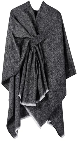 Heersan Poncho Mujer Chal Elegante para Mujer Capa Frontal Abierta Poncho Estola Suave Flecos Moda Suelto Cardigan
