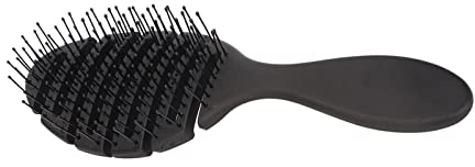 Cepillo desenredante de barba para hombres, cepillo elástico para desenredar el cabello para barbas y todo tipo de cabello, material ABS negro, calidad profesional de salón