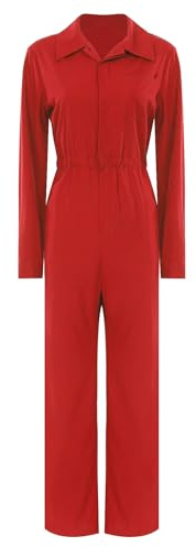 Alvivi Damen Arbeitsoverall Blaumann Jumpsuit Overall Schutzanzug Werkstatt Anzug Rallyekombi Mechaniker Coverall Arbeitskleidung Rot S