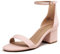 DREAM PAIRS Womens Bridal Sandals Ladies Mid Low Block Heels Sandals,Pink/Suede Size 7 UK, Low-Chunk