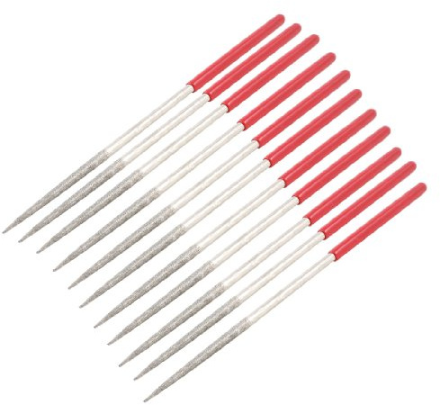 Aexit 10 Pcs Files & Rasps Lapidary Jeweler Round Rat Tail Diamond Files 4mm American Pattern Files x 160mm
