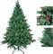 himaly Künstliche Weihnachtsbäume 180 cm mit 688 Spitzen, PVC/PE Material Naturgetreue Tannenbaum künstlich Christbaum, 53pcs echten Tannenzapfen, 53pcs roten Früchten für Innen und Außendekoration