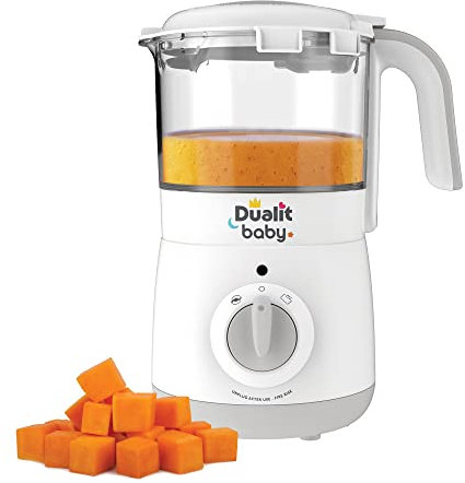 Dualit Baby Food Maker | White and Grey | BPA Free | Steams and Blends | Suitable for all stages of the weaning journey | 11060