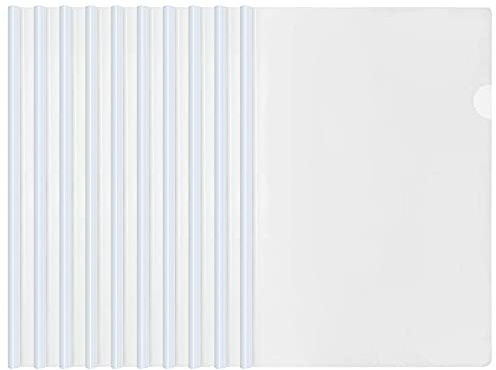 10 Pièces Clair A4 Dossier Coulissante, Plastique Dossier de Fichiers avec Reliure Barre Coulissante, Chemise de Couvertures de Rapports pour École Bureau Accueil Documents Classification (Blanc)