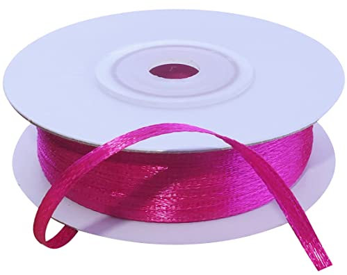 AERZETIX - C55359 - Rotolo di nastro di raso satinato 3mm x 50m - colore rosa fucsia - striscia di imballaggio regalo decorazione matrimonio compleanno festa - in poliestere