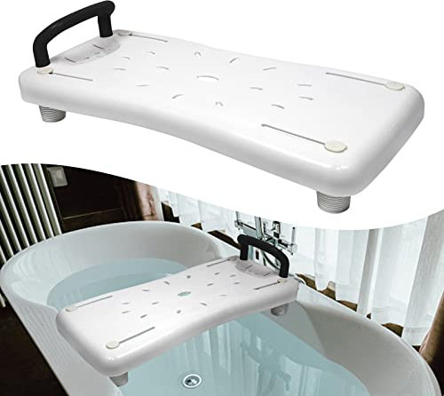 YRHome Planche de Bain pour Personnes Âgées et à Mobilité Réduite, Banc de Baignoire Adulte, Siège Baignoire Ergonomique, Poids Max 150kg, Siège Baignoire Avec Poignée Noire - 70 x 30 x 5 cm