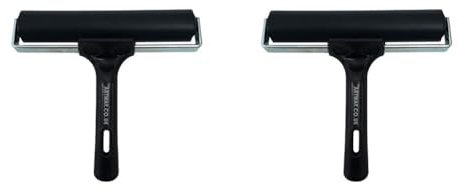 Artway - Linolwalze aus Hartgummi - für Linoldruck und Blockdruck - schwarzer Griff - 15 cm - 1 Stück (Packung mit 2)
