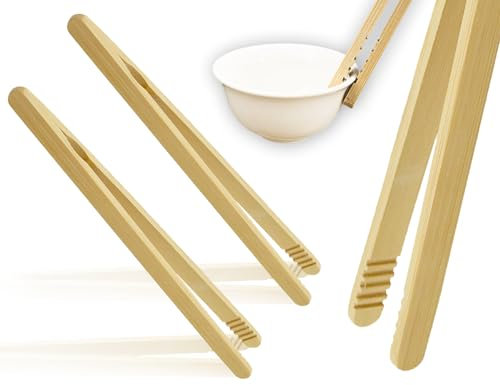 Lhbwhiz Set di 2 pinze per toast in bambù, pinze riutilizzabili in legno naturale classico, per dolci, waffle, panini, strumento per pinze da cucina (18 cm)