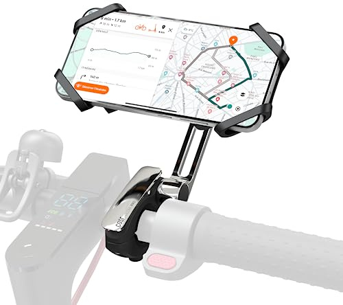 CASR Holder Pro - Support Téléphone Premium Rotatif avec Bras 360° pour Moto, Vélo, VTT & Trottinette Électrique. Smartphones jusqu'à 7 & Guidons 22-28mm. Finition Métal Poli & Support Caméra Action