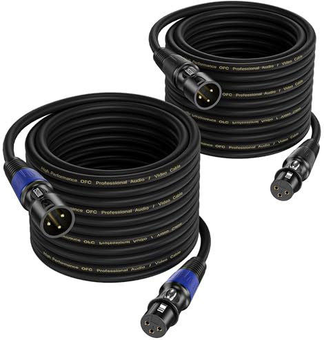 BEITSZ Cavo XLR Bilanciato Microfono Professionale, 2 Pacchi per Maschio a Femmina, per Registratore da Studio, Mixer, Sistema di Altoparlanti, Alimentazione Phantom (20M)