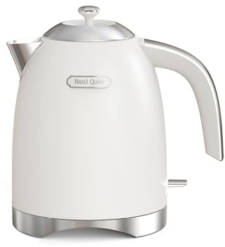 Hazel Quinn Bollitore Elettrico In Acciaio Inox, Bollore rapido a 2200W, Senza BPA, Senza Fili Design, Spegnimento Automatico, 1,7 Litri, Bianco Perla