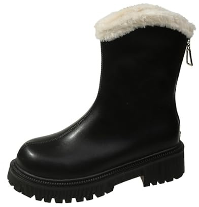 Stivale Alto Donna Stivali Neri Donna Moda Pelle Antiscivolo per Laterale E Lacci Motivo Stampato a Stivali da Pioggia Wellington Stivaletti da Pelle Gambale XXL