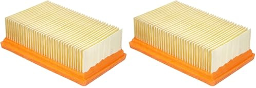 Kärcher Filtre de Rechange Plissé Plat 2.863-005.0 pour Aspirateur Karcher WD4 WD6 KWD4 KWD6, 16L x 10l x 4,70H cm, Beige, Orange. (Lot de 2)