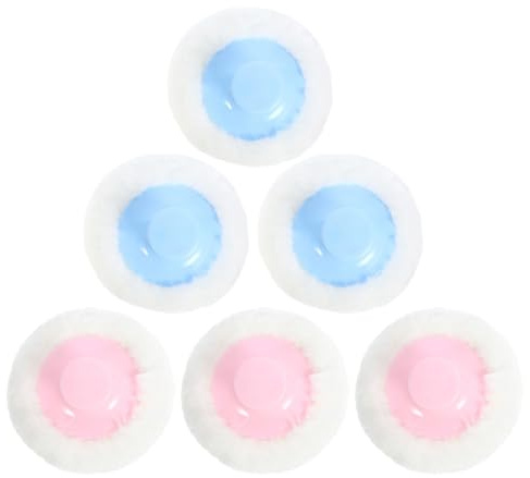 ORFOFE Borlas Aplicadoras de Polvos Sueltos para Bebés 6 Piezas, Mini Esponjas Suaves para Maquillaje y Cuidado Corporal, Colores Azul Claro y Rosa, Portátiles para Uso en Casa y Viaje