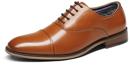 Bruno Marc Men's Lace-Up Leather Shoes, Classic Oxfords Formal Dress Shoes Brogues Derby, Comfortable School Shoes for Boy, Teen in Business, Party and Wedding,Size 9,Brown,Louis_2