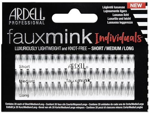 Ardell Faux Mink Individual Eyelashes, Combo Pack, 3 Lengths, Vegan Friendly (Pack of 1)