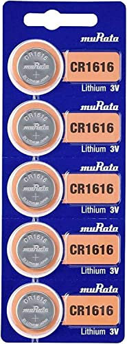 MURATA 248407 CR1616-BEABAE - Batteria a bottone CR 1616 al litio 60 mAh, 3 V, 5 pezzi