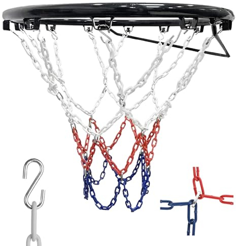 Heavy Duty Chain Basketball Net Replacement, Stainless Steel Chain Net for Basketball Hoop, Standard Braided Metal Chain Basketball Net (21 Inch), Fit Most Standard Hoops for Outdoor Indoor Use