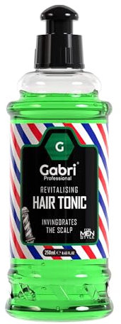 Gabri HAIR TONIC – Tonico tonico per capelli – con design accattivante Barber Shop – verde rinfrescante all'interno e profumo irresistibile – 250 ml (1 pezzo)
