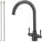 Haiba Kitchen Mixer Tap Dual Lever Swivel Spout Monobloc Grey Sink Taps with UK Standard Fittings