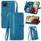 JayModCase Handyhülle für Samsung Galaxy A12 5G / M12, PU Leder Magnetverschluss Handytasche, mit Reißverschlusstasche Ständer Kartenfächer Hülle Kompatibel mit Samsung M12 - Blau