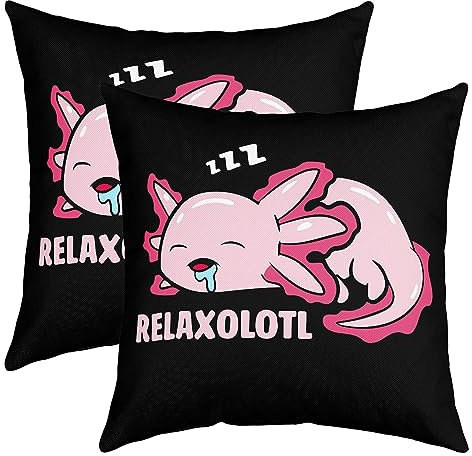 Set di 2 federe decorative per bambini, motivo Axolotl, motivo salamandra, stile kawaii, oceano e animali marini, set da 2, morbide, 55,8 x 55,9 cm