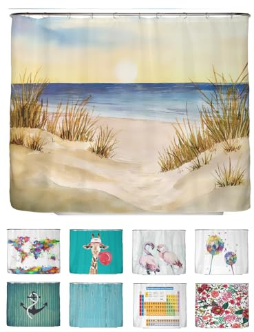 arteneur® - Meeresküste - Anti-Schimmel Duschvorhang 240x200 - Recycelt mit Öko-Tex Standard 100 - Beschwerter Saum, Blickdicht, Wasserdicht, Waschbar, 16 Ringe