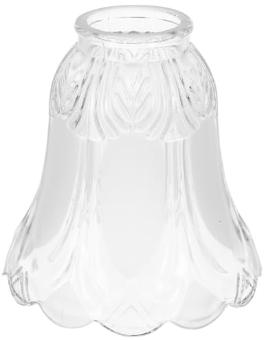 Luxshiny Lily Flower Glass Lamp Shade Clear Blown Glass Lamp Shade Replacement Bell Shaped Light Fixture E27 Fitting Transparent Cover for Home Decor