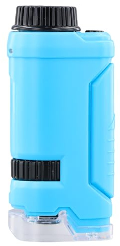 Mini Microscopio Portatile Bambini, Microscopio Portatile Tascabile 60x-120x con Luce LED per Regalo Bambini,Giocattolo Educativo,Studio Domestico in Età Prescolare (Blu)