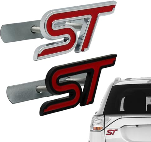 Emblema ST Line, 2 pezzi Distintivo ST Line, Distintivo adesivo ST Line, posteriore in lega ST e stemma per bagagliaio, Adatto per lato laterale, compatibile con Varie auto, Multicolore