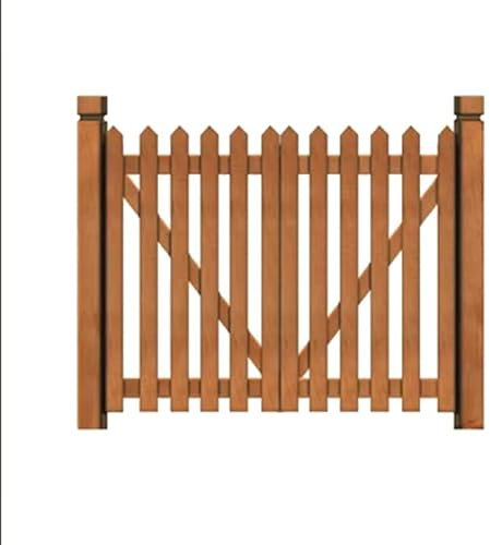 Double portail de jardin en bois – Couleur teck élégante (marron-A) – Clôture extérieure de 135 x 100 cm avec cadre en arc élégant pour une entrée sûre et une intimité