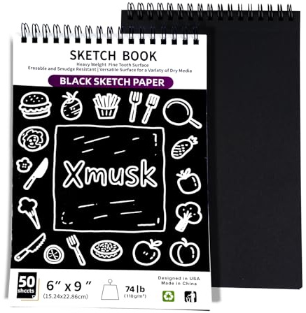 Hardcover Black Sketch Book - 6×9 Spiral Bound Drawing Notebook for Artists, Students & Adults, Heavyweight No Bleed Black Sketch Paper Ideal for Metallic/Gel/Chalk Markers, Gift-Ready Sketchbook
