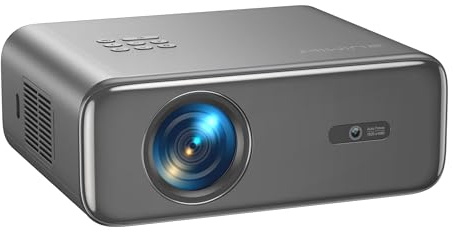 【Netflix Included/Dolby Audio】Smart 4K Projector,1200ANSI FHD 1080P Portable Projector,Short Throw Auto Focus/Keystone WiFi6 Bluetooth 50% Zoom Home Cinema Projectors for Bedroom,Outdoor,Grey