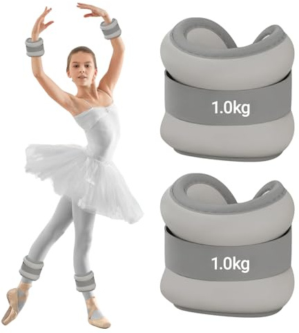 Lot de 2 Poids pour Cheville 1.0kg, Poids Poignet pour Femmes Hommes Enfants avec plusieurs tailles, pour emise en Forme, Exercice, Yoga, Danse, Marche, Jogging, gris