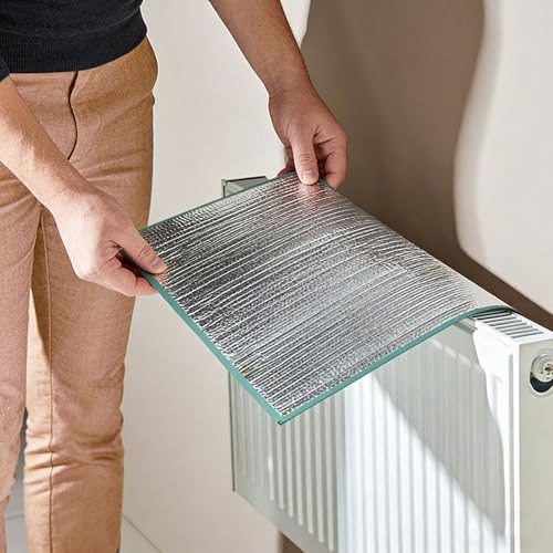 5MM Radiator Insulation Foil Reflector, Radiator Heat Reflector Panels, Vapour Barrier and Heat-Insulating Aluminum Film - Reduces Heat Loss, Easy Installation(W 60 x H 140 cm)