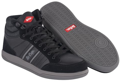 Lee Cooper LCSHOE099 Workwear Mens Work Safety Retro High Top Protective Steel Toecap Midsole Boot Trainer, Black/Grey, 10 UK