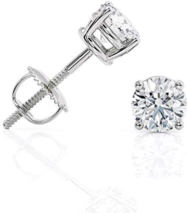 IGI Certified 1 Carat D-E Color and VS1-VS2 Clarity Lab Grown Diamond Stud Earrings for Women I 14k White Gold Earrings for Her I Secure Screw Back Made in USA by Beverly Hills Jewelers