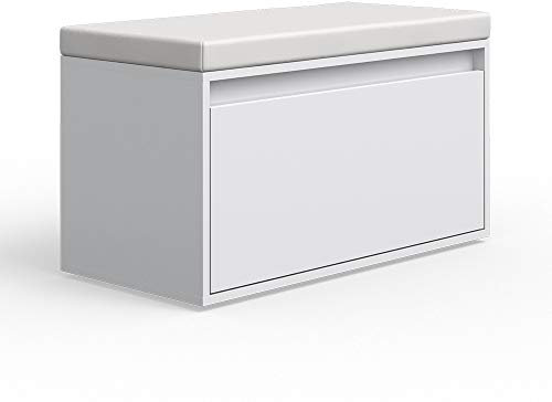 Vicco Schuhbank Iker, Sitzbank mit Stauraum, Weiß, 80 x 45 cm