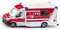 Siku 2115, Mercedes-Benz Sprinter Miesen Typ C Rettungswagen, 1:50, Metall/Kunststoff, Rot/Weiß, Abnehmbares Dach, Inkl. Trage und Spineboard