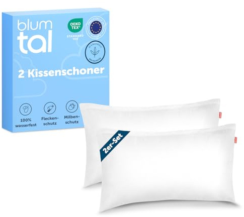 Blumtal Copricuscino Letto - Federe 40x70 - Copri Cuscino Letto con cerniera - Copricuscino Antiacaro Anallergico certificato Oeko Tex - 2 Pezzi