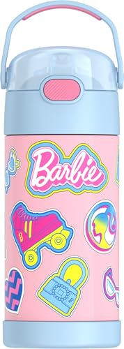 THERMOS FUNTAINER 12 Ounce Stainless Steel Vacuum Insulated Kids Straw Bottle, Barbie