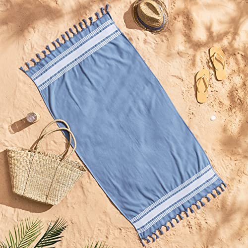 Catherine Lansfield Hammam Cotton Beach Towel Beach Towel Blue