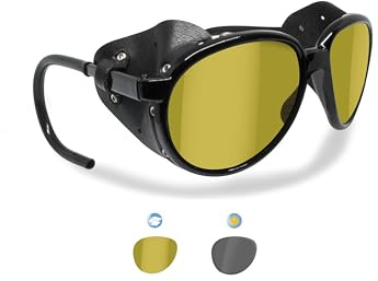 BERTONI Polarisierte Bergbrille Gletscherbrille Bergsteigerbrille Skibrille Trekking mod. Cortina Sonnenbrille - Glänzend Schwarz
